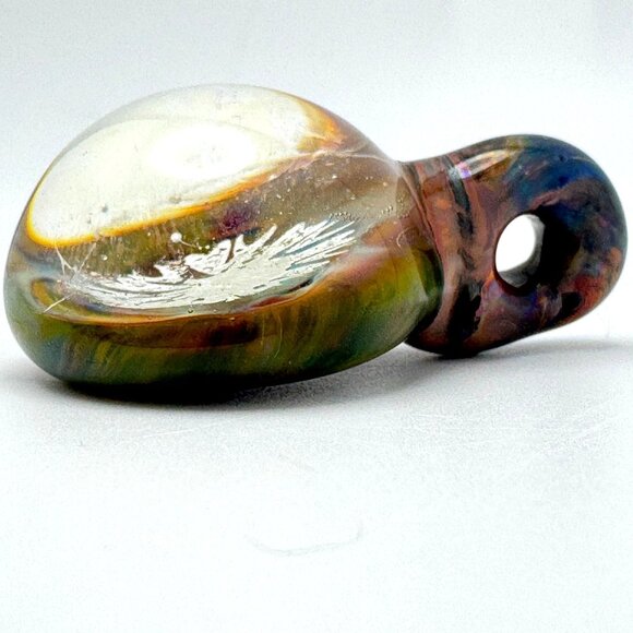 Glass Pendant Dichroic Flower Design Handcrafted Multicolor Art Glass 1.5 15g - Picture 5 of 9
